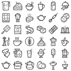 Food Flat Icon Set Isolated On White Background