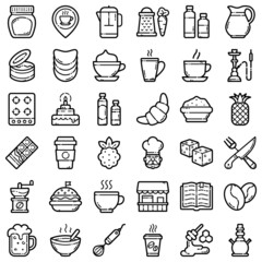 Food Flat Icon Set Isolated On White Background