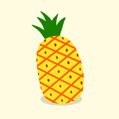 Hand drawn pineapple fresh fruit, tropical fruit, healthy diet fruit, vector design illustrations.