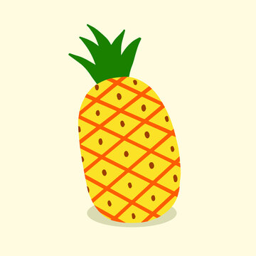 Hand drawn pineapple fresh fruit, tropical fruit, healthy diet fruit, vector design illustrations.