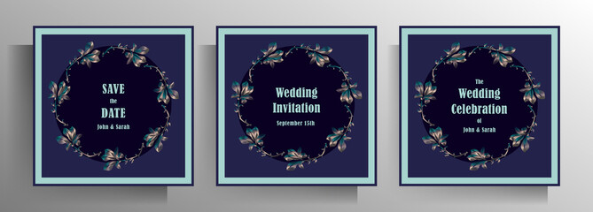 Wedding invitation card design. Set of vector templates.