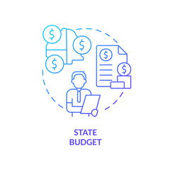 State budget blue gradient concept icon. Financial program. Revenue and expenses. Budgeting type abstract idea thin line illustration. Isolated outline drawing. Myriad Pro-Bold font used