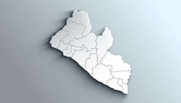 Modern Colorful Map of Liberia with Counties With Shadow