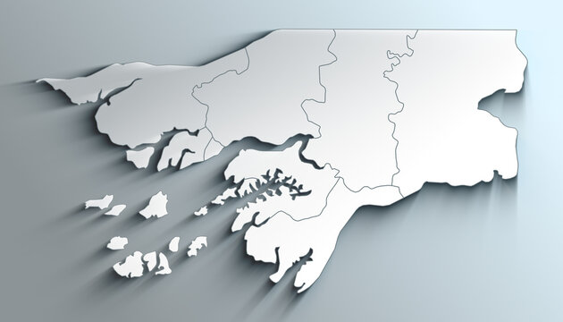 Modern Colorful Map of Guinea Bissau with Regions With Shadow