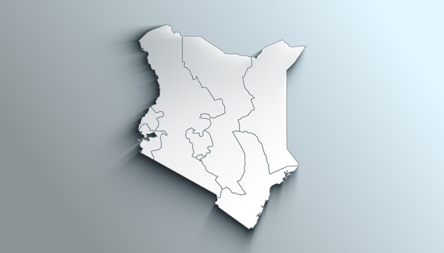 Modern Colorful Map of  Kenya with Provinces With Shadow