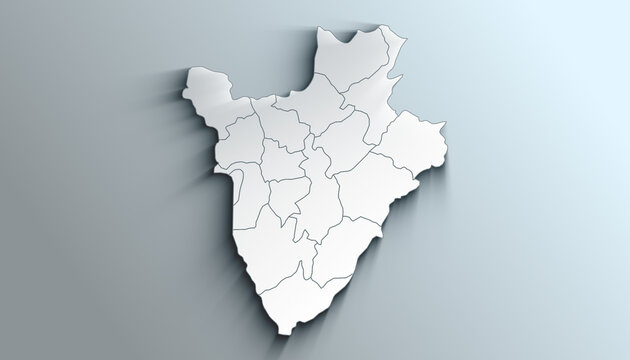 Modern Colorful Map of Burundi Provinces With Shadow