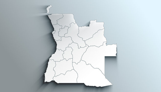 Modern Colorful Map of Angola with Provinces With Shadow