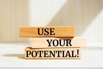 Wooden blocks with words 'Use Your Potential'.