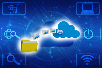 Fototapeta na wymiar 3d rendering Cloud computing concept, Cloud internet technology concept background, Cloud computing and network data Storage concept
