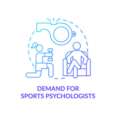 Demand for sports psychologist blue gradient concept icon. Athletes support. Trend in psychology abstract idea thin line illustration. Isolated outline drawing. Myriad Pro-Bold font used