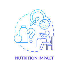 Nutrition impact blue gradient concept icon. Dieting and mental health. Trend in psychology abstract idea thin line illustration. Isolated outline drawing. Myriad Pro-Bold font used