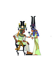Ancient egyptian mythological characters illustration
