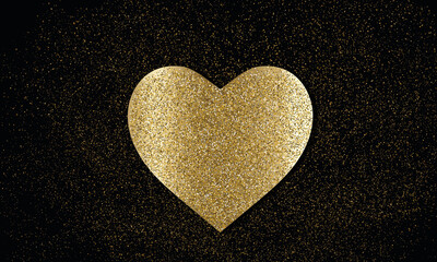 Coeur dor&eacute; Paillettes or fond noir