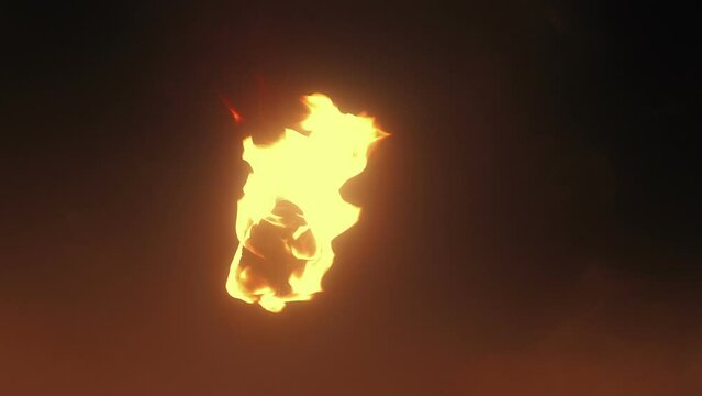 Flaming Torch In Mist At Night
