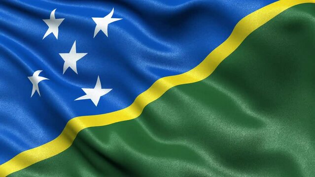 Solomon Islands Flag Seamless Loop. 3D animation.