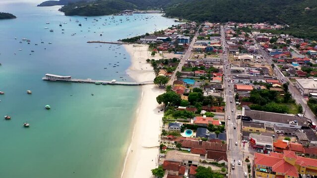 Aerial view of the touristic pier at Porto Belo city, south of Brazil. 