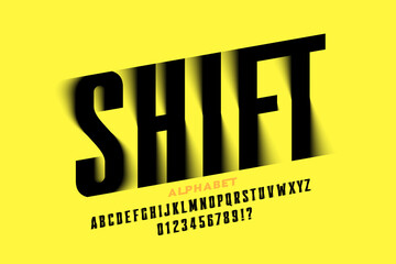 Shifted font design, alphabet letters and numbers vector illustration