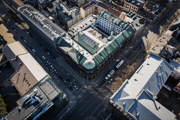 Fototapeta premium city street cross from above
