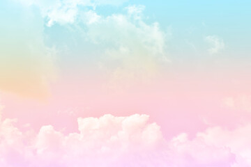 Cloud and sky with a pastel colored background and wallpaper, abstract sky background in sweet color.