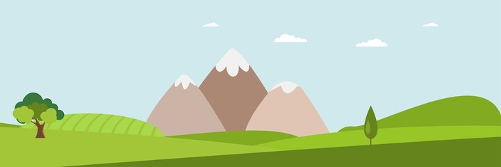 Landscape summer. Summer fields and hills. Vector.