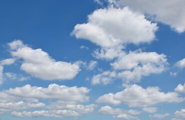 Bright Blue sky with white cloud. Beautiful sky background and wallpaper. Clear day and good weather in the morning.  