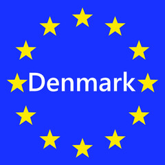 Flag of European Union with Denmark. EU Flag. Country border sign of the of Denmark. Vector illustration.