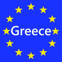 Flag of European Union with Greece. EU Flag. Country border sign of the of Greece. Vector illustration.