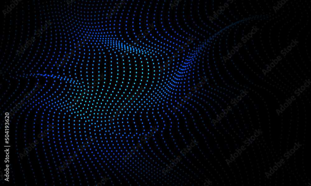 Poster abstract vector 3d wave curve moving dots flow particles cyber technology background