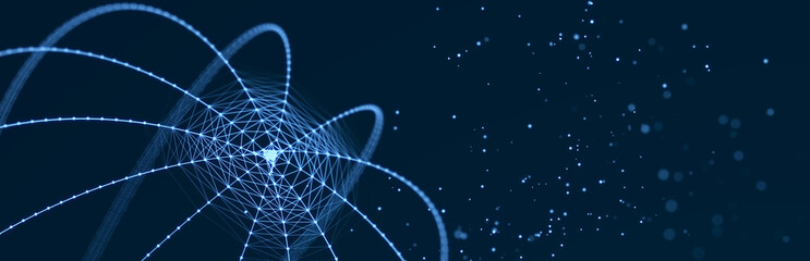 Digital technological background. Abstract structure with connected dots and lines. Big data. 3D rendering.