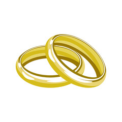 Wedding rings colored vector drawing

