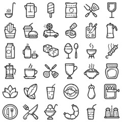Food Flat Icon Set Isolated On White Background