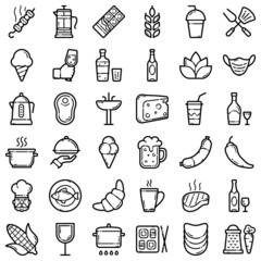 Food Flat Icon Set Isolated On White Background