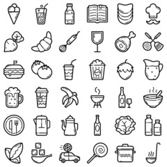 Food Flat Icon Set Isolated On White Background