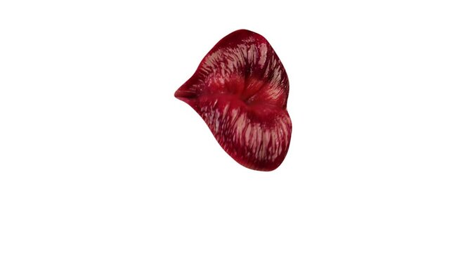 Sexy womans mouth kissing on white background