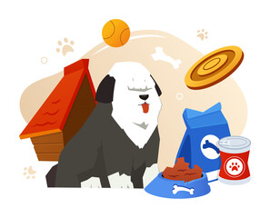 Proper nutrition for dog - modern colored vector poster