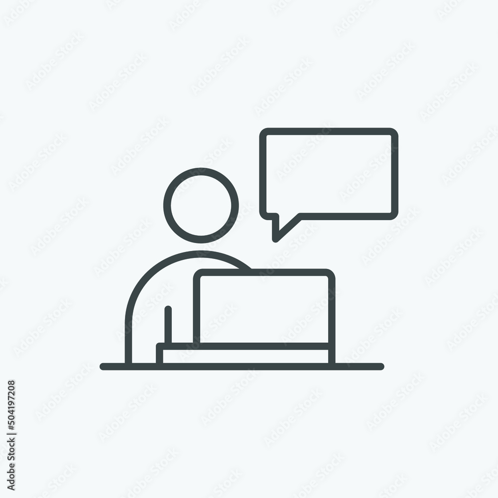 Poster businessman with laptop vector icon. isolated business management icon vector design. designed for w