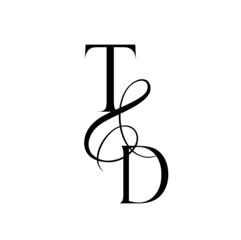 dt, td, monogram logo. Calligraphic signature icon. Wedding Logo Monogram. modern monogram symbol. Couples logo for wedding