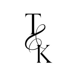 kt, tk, monogram logo. Calligraphic signature icon. Wedding Logo Monogram. modern monogram symbol. Couples logo for wedding