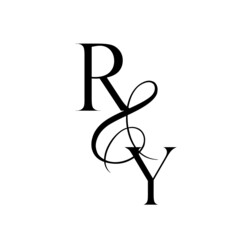 yr, ry, monogram logo. Calligraphic signature icon. Wedding Logo Monogram. modern monogram symbol. Couples logo for wedding - obrazy, fototapety, plakaty