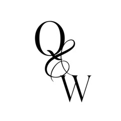 wq, qw, monogram logo. Calligraphic signature icon. Wedding Logo Monogram. modern monogram symbol. Couples logo for wedding