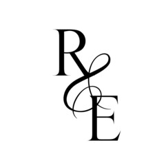 er, re, monogram logo. Calligraphic signature icon. Wedding Logo Monogram. modern monogram symbol. Couples logo for wedding