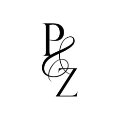 zp, pz, monogram logo. Calligraphic signature icon. Wedding Logo Monogram. modern monogram symbol. Couples logo for wedding