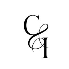 ic, ci, monogram logo. Calligraphic signature icon. Wedding Logo Monogram. modern monogram symbol. Couples logo for wedding