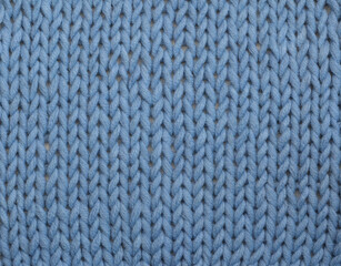 close view of knitted stitch in light blue yarn