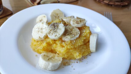 corn porridge with banana