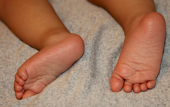 View of sleeping baby's feet.
