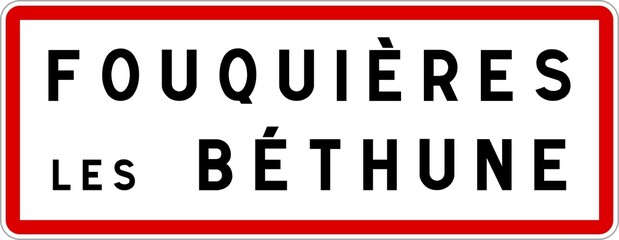 Panneau entrée ville agglomération Fouquières-lès-Béthune / Town entrance sign Fouquières-lès-Béthune