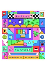 Fotobehang Vector colored background. Bright poster, cover. Geometric shapes, abstraction. Flat illustration. © Чикишева Гульназ