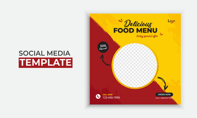 Delicious food menu social media post and web banner template layout