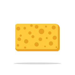 The sponge icon. Yellow sponge made of soft, porous material for washing and bathing. Vector illustration isolated on white background for design in cartoon style.